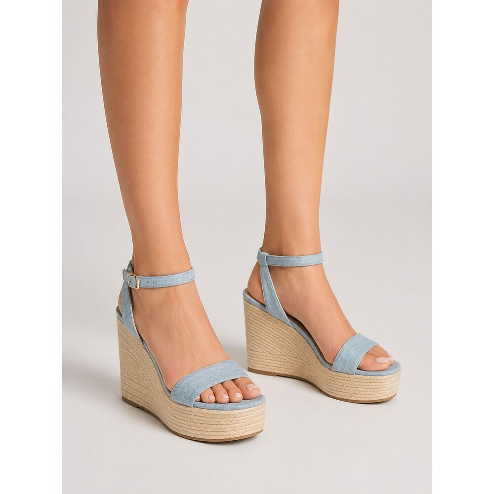 Veronica Beard Gianna Denim Espadrille Sandals Vista Blue Size 9 NIB